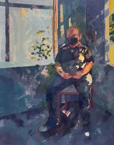 Seated Study, 2021, oil on canvas paper, 16 x 20 in