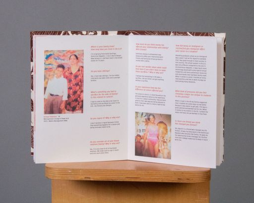 For The Sake of Me fourteenth spread, 2022, the first spread from the fifth interview with Enrique Popoteur, 7.75x11.75 in