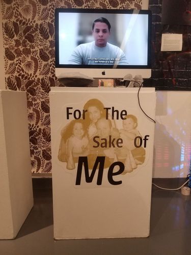 For The Sake of Me interview and identity poster install, 2022, 20x28 in