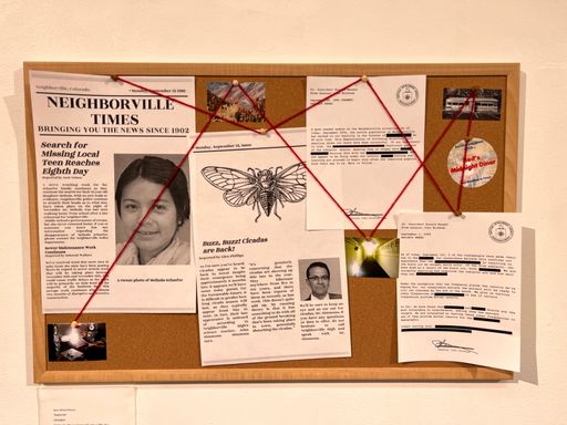 Neighborville, 2022, the complete evidence board, 23 x 17 in