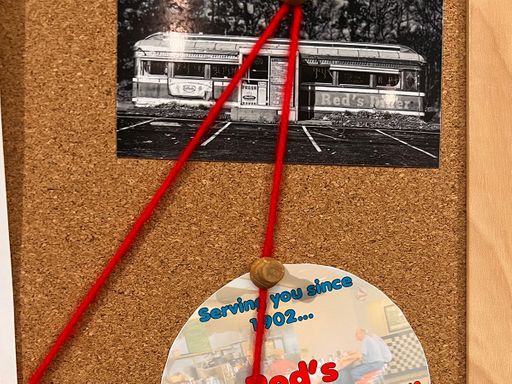 Neighborville, 2022, a photo of Red’s Diner, 4 x 6 in