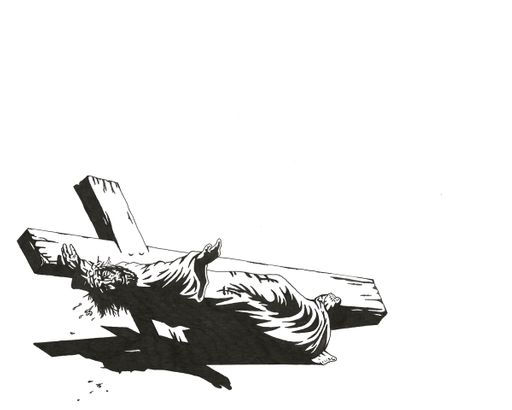 3rd Station- Jesus is Condemned to Death, 2022, Ink, 8 x 8 in.