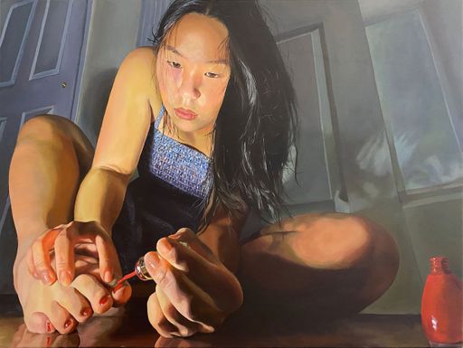 1st Place Award: Joy Son, Polish, 2022, acrylic on canvas, 48 x 36 in.
