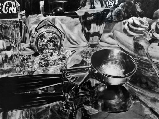 2nd Place Award: Melanie Boria, Sweet Tooth, 2022, graphite pencil on mylar film, 18 x 24 in.