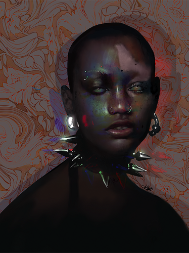 Portrait, 2023: Digital painting done while exploring new tools.