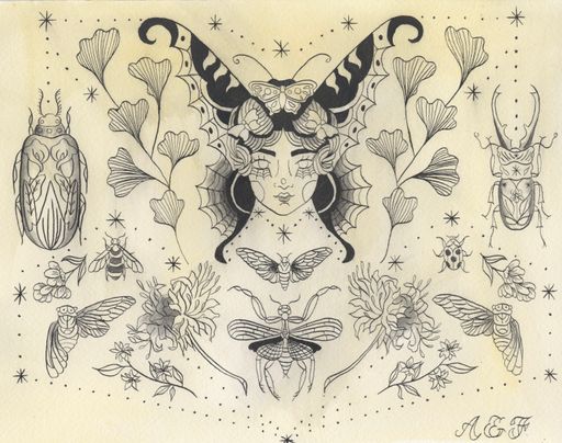 Fine Line I, 2023, ink and gouache on hard pressed watercolor paper, 8x10 in.