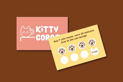 Rewards Card Mockup, 2023, mockup of a customer loyalty card that would be stamped every time a customer made a café purchase.