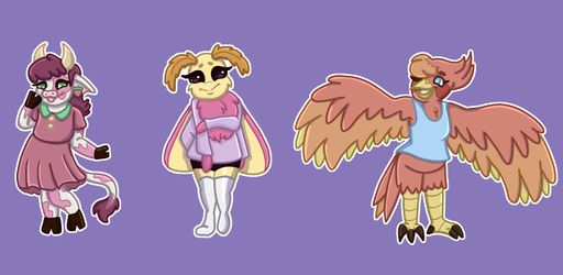 Bernadette, Rosetta, and Poppy, 2022, art of multiple characters, 25.6 x 12.5 in.