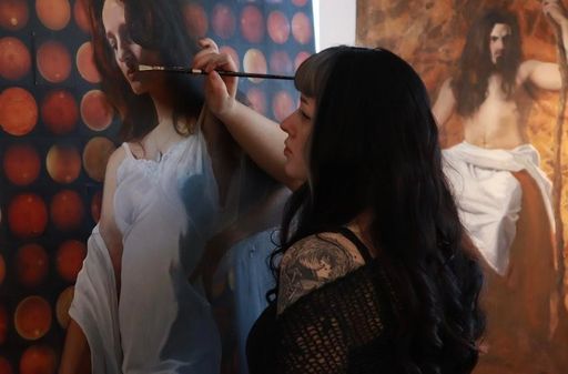 Alison Paige Borges in studio painting