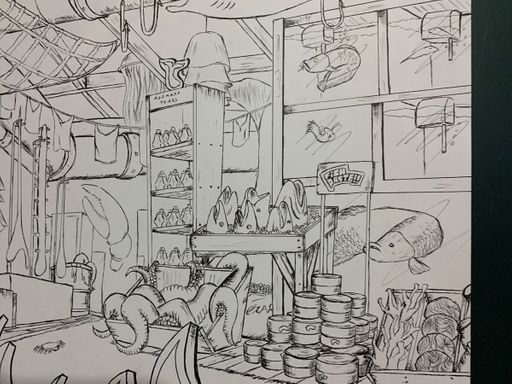 The Sea Market, Ink Tracing on paper, 2023, 25 x 22 in.