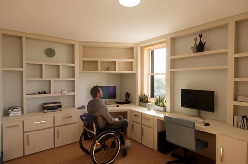 Office, 2024, ada accessible built-in desks.