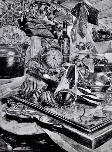 2D Recognition Award (tie) - Ella Quin (junior), Nonnewaug High School (Woodbury, CT), Teapots and Ties, 2024, 2D, Teacher: Leeza Desjardins