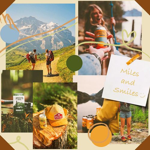 Miles and Smiles, 2025, brand mood board, 9” x 9”.
