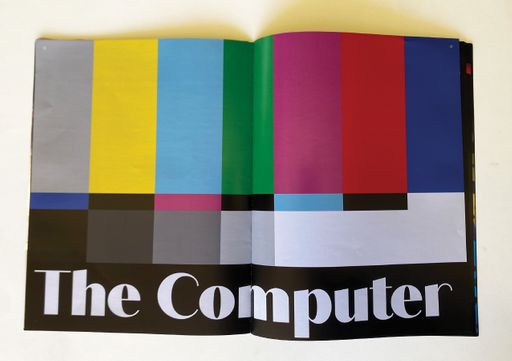 Daisy, 2025, ‘the computer’ section page,  designed in InDesign 17x11 in.
