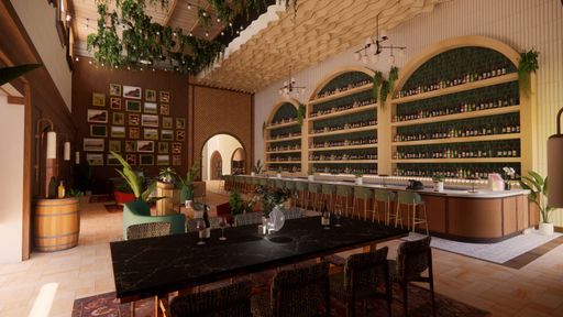 Tasting Room Rendering One, 2025, 3D model rendered with Enscape