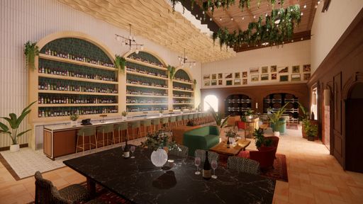 Tasting Room Rendering Two, 2025, 3D model rendered with Enscape