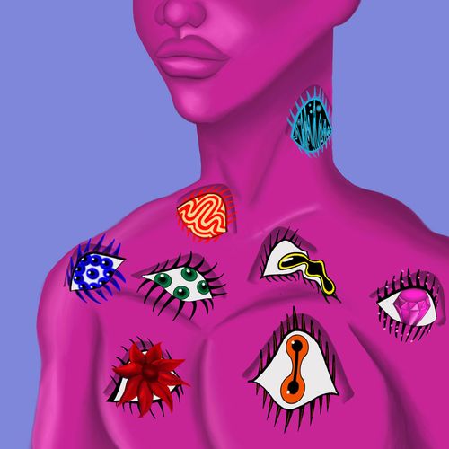 “Self Aware”, 2024, Digital Illustration, 15.5 x 15.5 in.