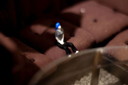 324 Broadway St. Fall River, 02721 (detail), 2025, vintage suitcase, wood, fabric, mixed media, 29 x 22 x 27 in.