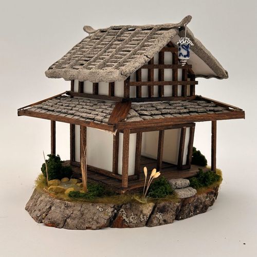 Studies of Japanese Architecture, 2024, wood, clay, beads, mixed media, 8 x 6.25 x 6 in.