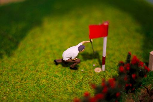 An Homage to my Grandfather (Another F–ing Golf Course) (detail), 2025, wood, foam, mixed media, 36 x 20 x 12 in.