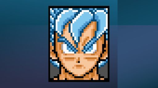 Blue Hero Sprite Face, 2026, Edited with piskel in google chrome