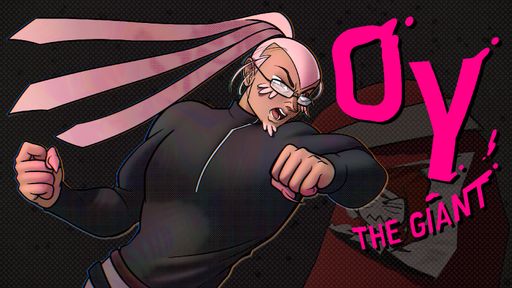 oy’s freezeframe, 2026, digitally rendered character illustration, 13 x 7.3 in.