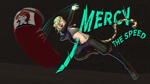 mercy's freezeframe, 2026, digitally rendered character illustration, 13 x 7.3 in.