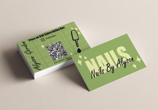 Nails By Alyson, 2026, business cards, 6.3 x 3.8 in.