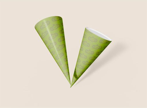 Monkiki, 2026, cone wrapper, 4 x 4 in.