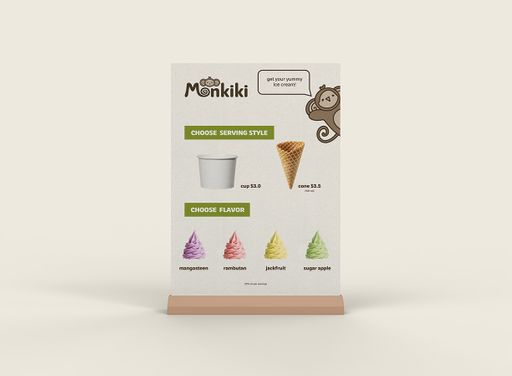 Monkiki, 2026, menu, 8.5 x 11 in.