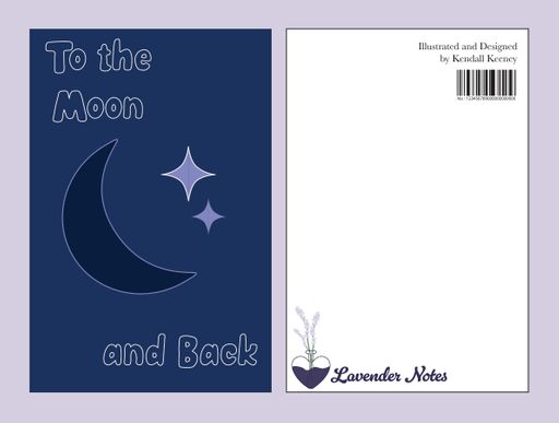 Lavender Notes, 2026, to the moon and back greeting card