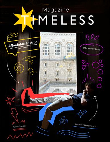 Timeless Magazine, 2026, printed catalog cover design, 8.5 x 11 in.