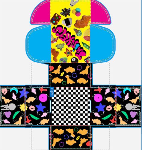 Trinkets Package Design Outside, 2026, the outer dyeline design template for the main box design, 8x8x5 in.