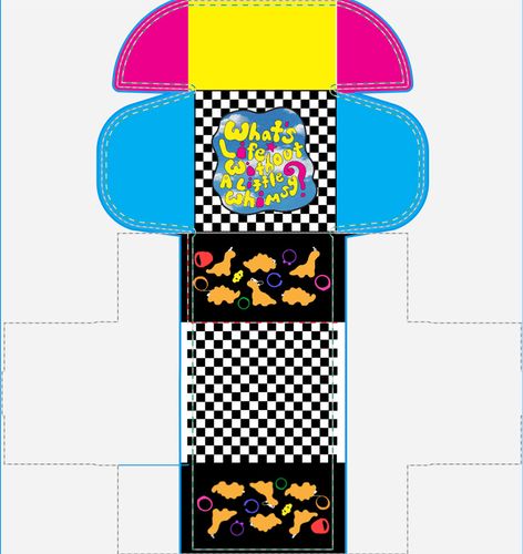 Trinkets Package Design Inside, 2026, the inner dyeline design template for the main box design, 8x8x5 in.