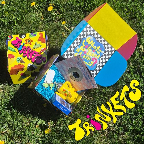 Trinkets Packaging, 2026, a promotional photo of the TRiNKETS packaging 3x3in.