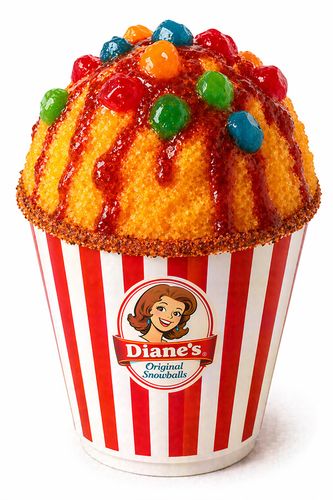 Water Fire Mango, 2026, mango flavored base, with chamoy, gushers, and Tajin, 8.5 x 12 in.