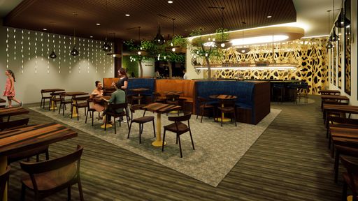 The Enchanted Grove, 2024, view of main dining space