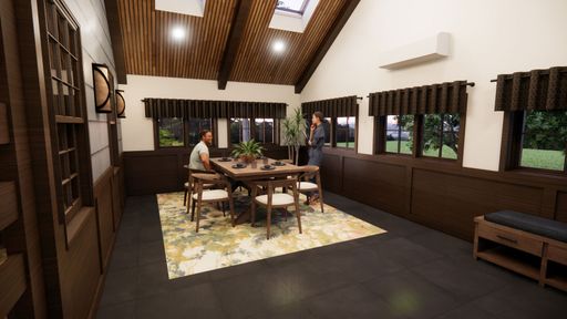 Enclosed Porch Perspective, 2026, Revit model then rendered with Enscape