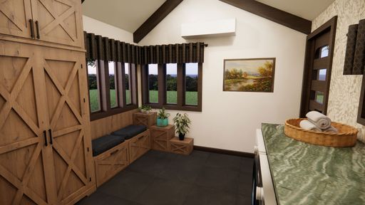 Mud Room Perspective, 2026, Revit model then rendered with Enscape