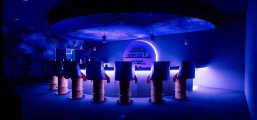 Neptune’s Orbit Restaurant & Bar, 2024, bar rendering at nighttime