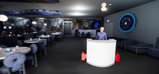Neptune’s Orbit Restaurant & Bar, 2024, host area rendering