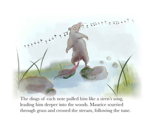 Searching Rat, 2026, the grey rat traversing across streams in pursuit of the music, 14.88 x 12.5 in.