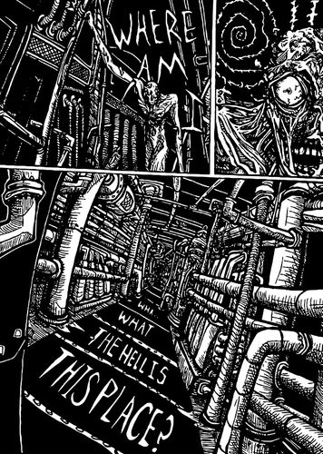 Angel Massacre Page 10, 2026, ink, 8.89 in x 12.5 in.