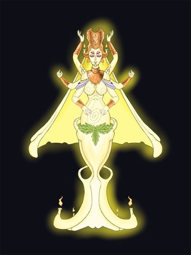 God of Life, 2026, Digital character illustration of the common depiction of the God of life in the world of Null, 9 x 12 in.