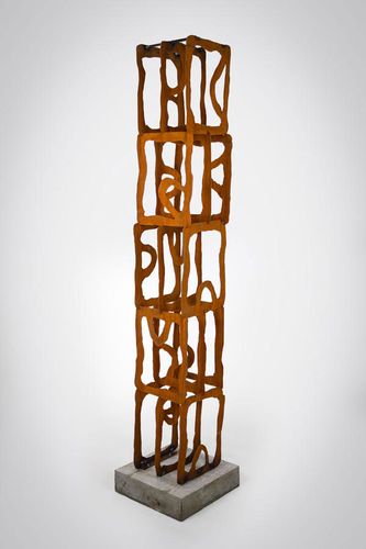 Seeds of Imagination, 2025, welded mid steel, concrete, 78 x 12 x 12 in.