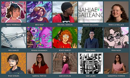 screenshot of a selection of student thumbnail images on exhibition site