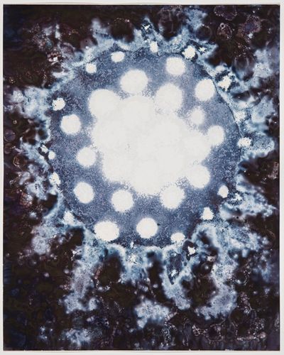 Beings of Light, 2025, cameraless silver gelatin print, 20x16 ins.