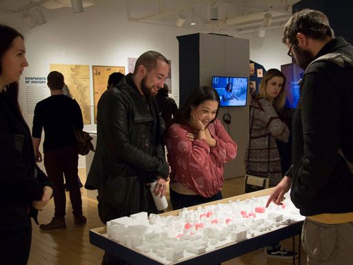 People in gallery at opening reception 