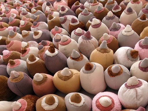 Raquel Paiewonsky: Muro, 2009, Hand embroidered breasts, detail. Site-specific installation. 