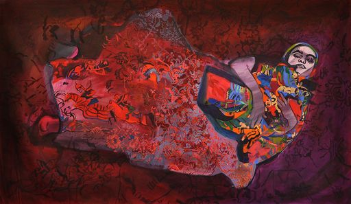 Floating, 2020, oil on canvas, 77 x 47 inches